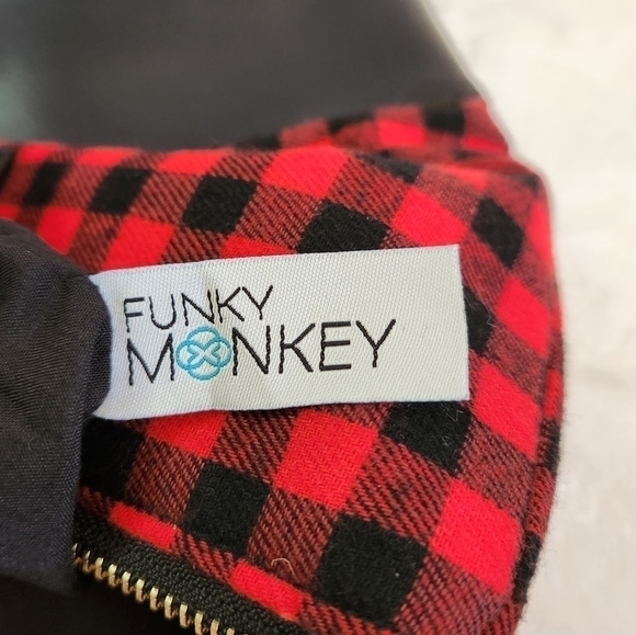 Funky Monkey Red Black Buffalo Check Plaid Foldover Clutch Bag Purse NWOT - Picture 11 of 11
